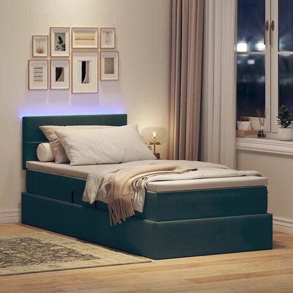 Letto con contenitore LED e materasso Verde Scuro 100 x 200 cm | homemem39