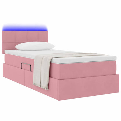 Letto con contenitore LED e materasso Rosa 100 x 200 cm Velluto | homemem39