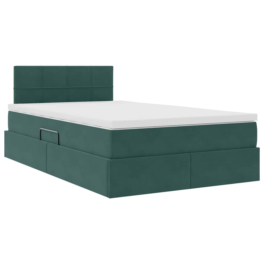 Letto con luci a strisce a LED Verde Scuro 120 x 200 cm Velluto