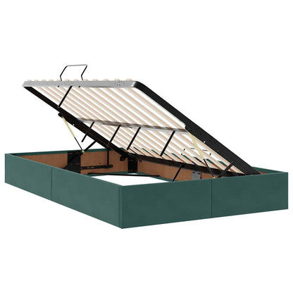 Letto con luci a strisce a LED Verde Scuro 120 x 200 cm Velluto