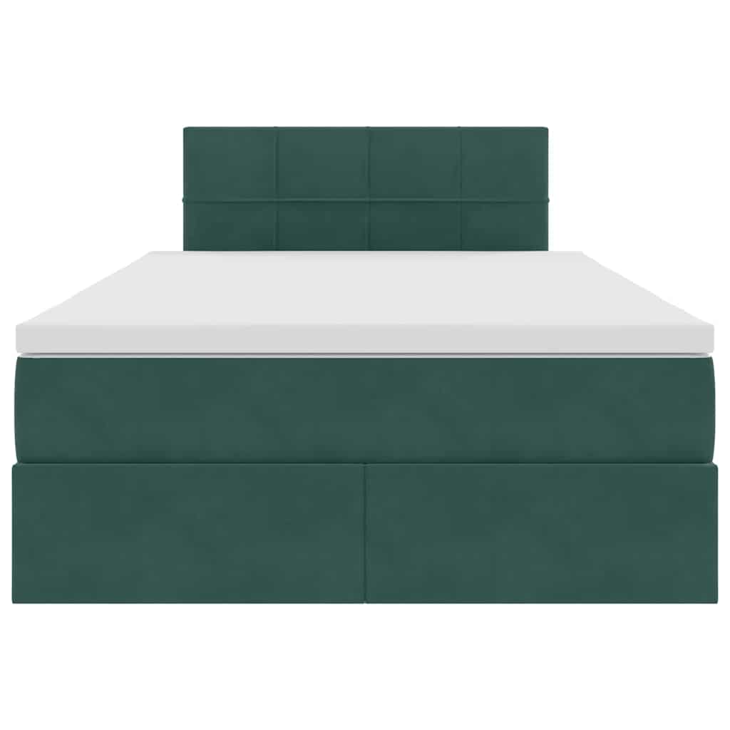 Letto con luci a strisce a LED Verde Scuro 120 x 200 cm Velluto
