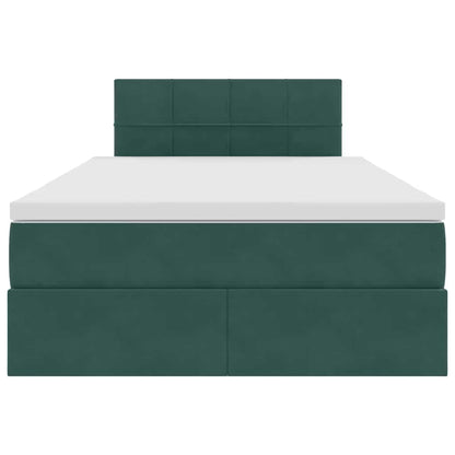 Letto con luci a strisce a LED Verde Scuro 120 x 200 cm Velluto