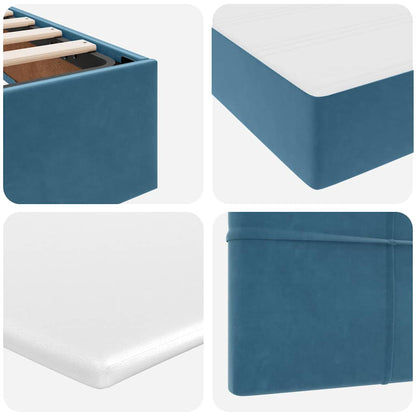 Letto con luci a strisce a LED Blu Scuro 120 x 200 cm Velluto