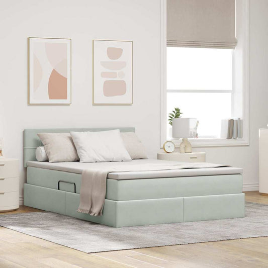 Letto con contenitore LED e materasso Grigio Chiaro | homemem39