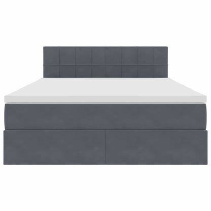 Letto con testiera Grigio scuro 140 x 190 cm Velluto