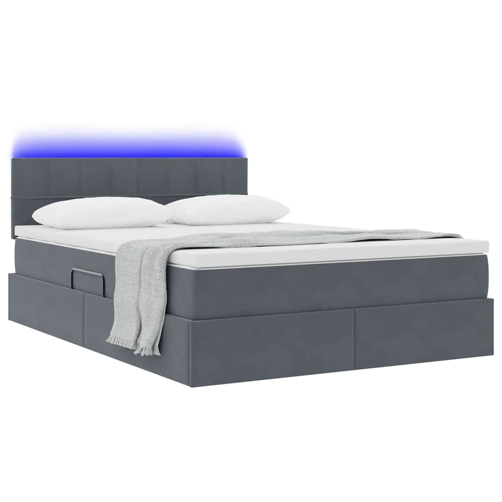 Letto con contenitore LED e materasso Grigio Scuro 140 x 190 cm | homemem39