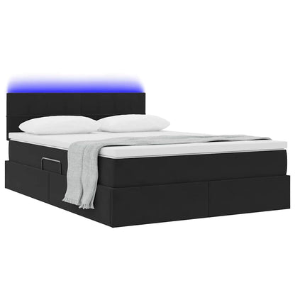 Letto con contenitore LED e materasso Nero 140 x 190 cm Velluto | homemem39