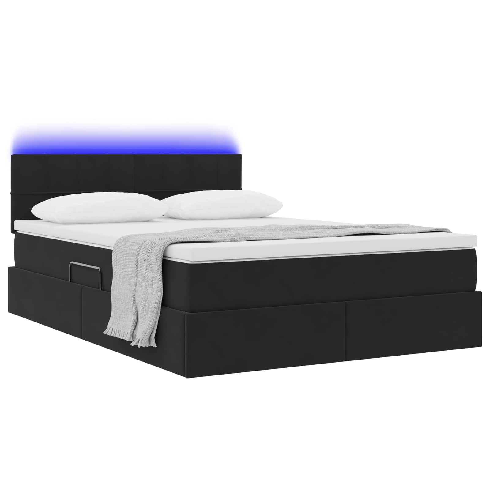 Letto con contenitore LED e materasso Nero 140 x 200 cm Velluto | homemem39