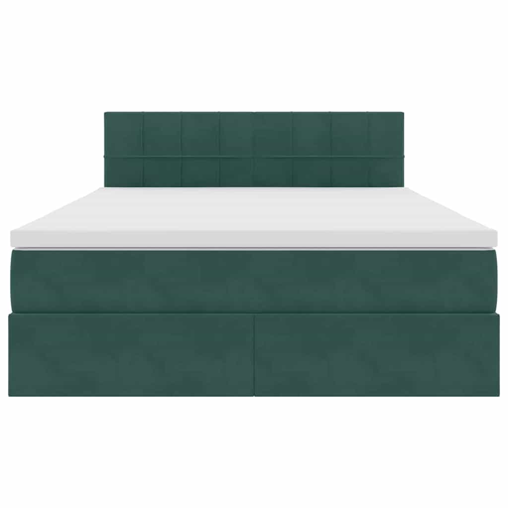 Letto con luci a strisce a LED Verde Scuro 140 x 200 cm Velluto