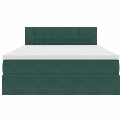 Letto con luci a strisce a LED Verde Scuro 140 x 200 cm Velluto