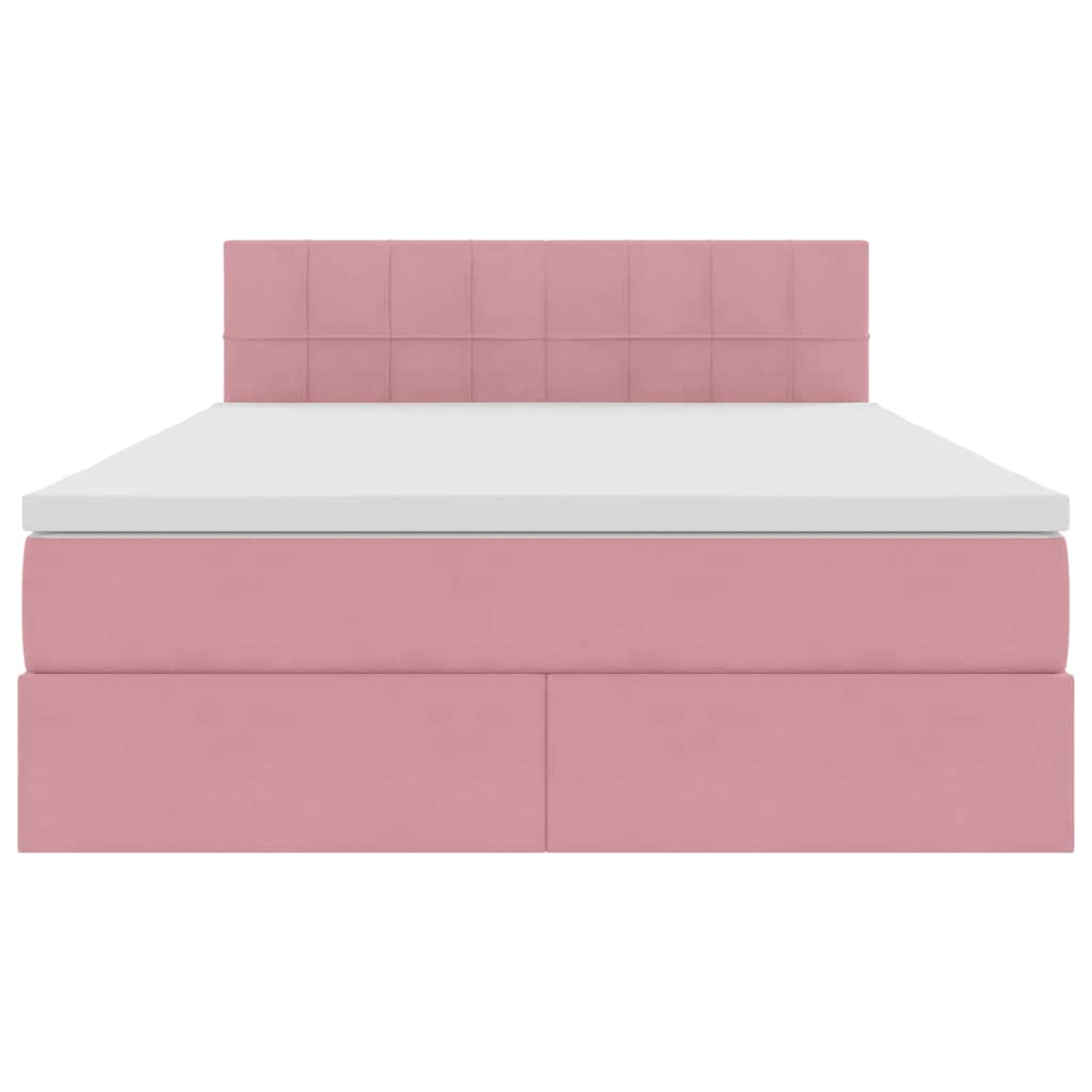 Letto con luci a strisce a LED Rosa 140 x 200 cm Velluto