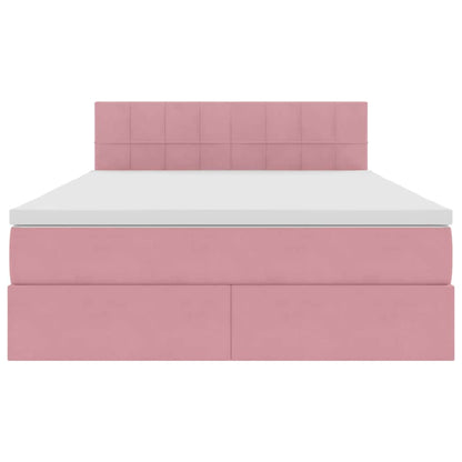 Letto con luci a strisce a LED Rosa 140 x 200 cm Velluto