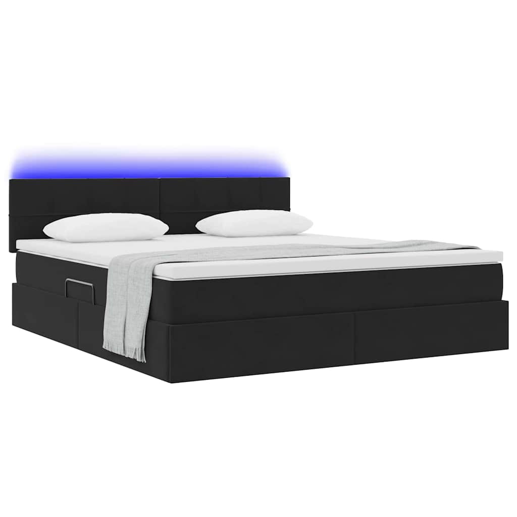 Letto con contenitore LED e materasso Nero 180 x 200 cm Velluto | homemem39