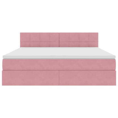 Letto con contenitore LED e materasso Rosa 180 x 200 cm Velluto | homemem39