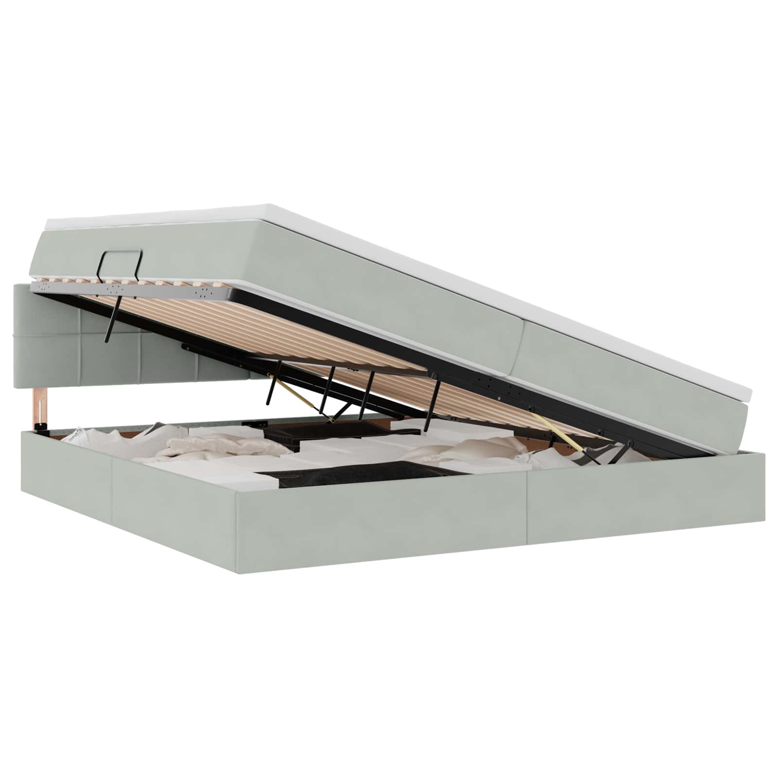 Letto con contenitore LED e materasso Grigio Chiaro | homemem39