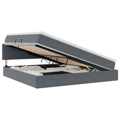 Letto con testiera Grigio scuro 200 x 200 cm Velluto