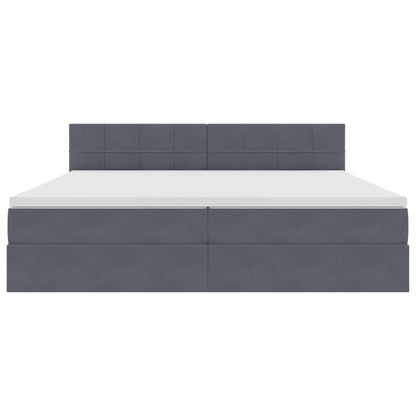 Letto con testiera Grigio scuro 200 x 200 cm Velluto