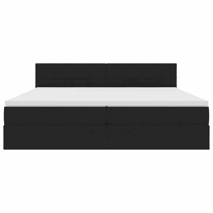 Letto con luci a strisce a LED Nero 200 x 200 cm Velluto