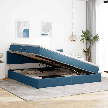 Letto con contenitore LED e materasso Blu Scuro 200 x 200 cm | homemem39