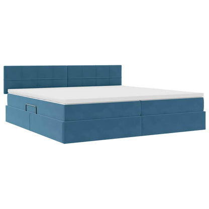 Letto con contenitore LED e materasso Blu Scuro 200 x 200 cm | homemem39
