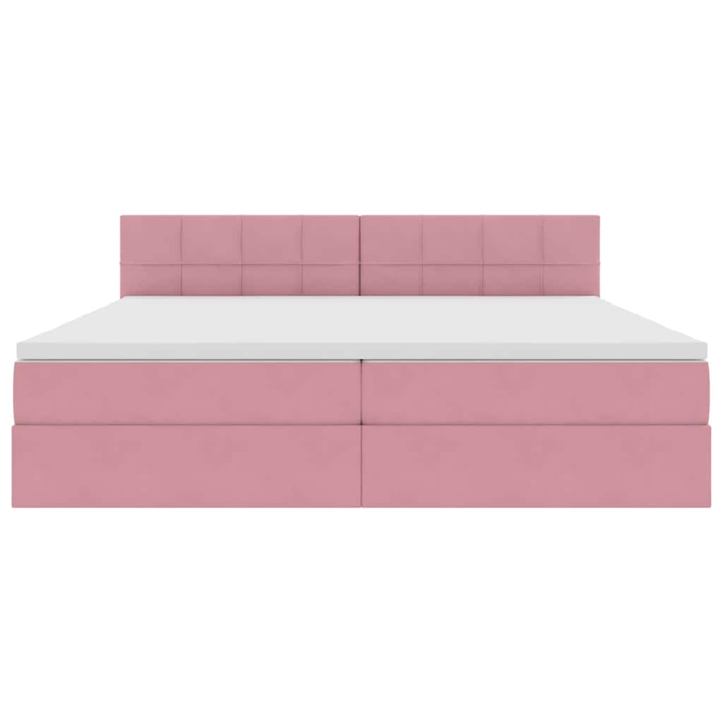 Letto con luci a strisce a LED Rosa 200 x 200 cm Velluto