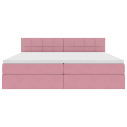 Letto con luci a strisce a LED Rosa 200 x 200 cm Velluto