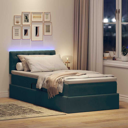 Letto con contenitore LED e materasso Verde Scuro 90 x 190 cm | homemem39