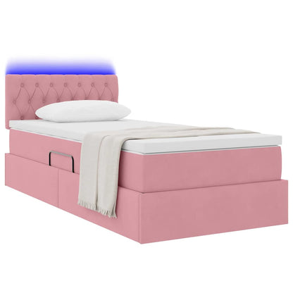 Letto con contenitore LED e materasso Rosa 90 x 190 cm Velluto | homemem39