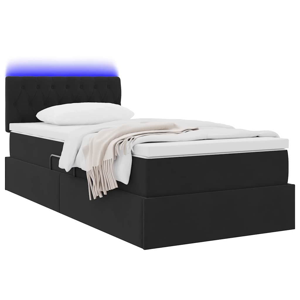 Letto con contenitore LED e materasso Nero 90 x 200 cm Velluto | homemem39