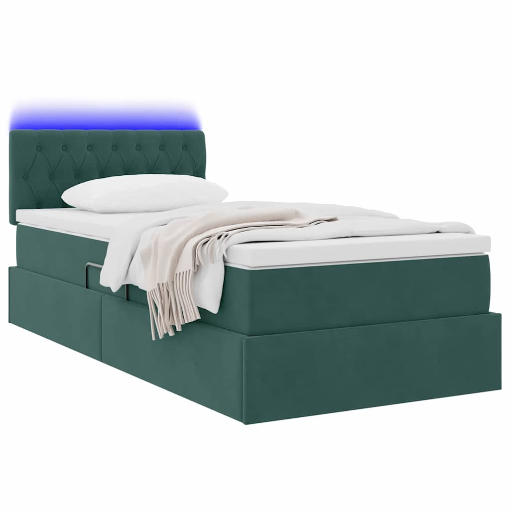 Letto con contenitore LED e materasso Verde Scuro 90 x 200 cm | homemem39