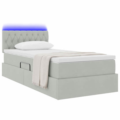Letto con contenitore LED e materasso Grigio Chiaro | homemem39