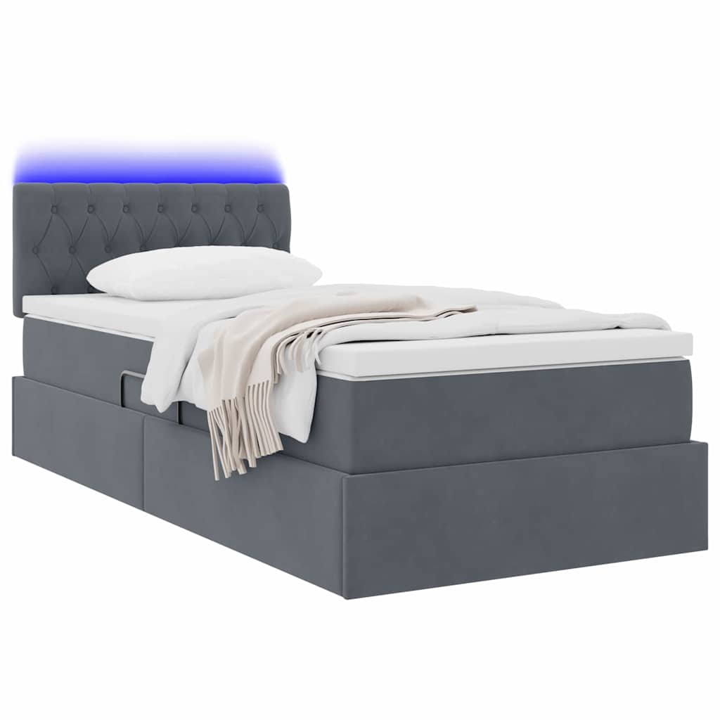 Letto con contenitore LED e materasso Grigio Scuro 100 x 200 cm | homemem39
