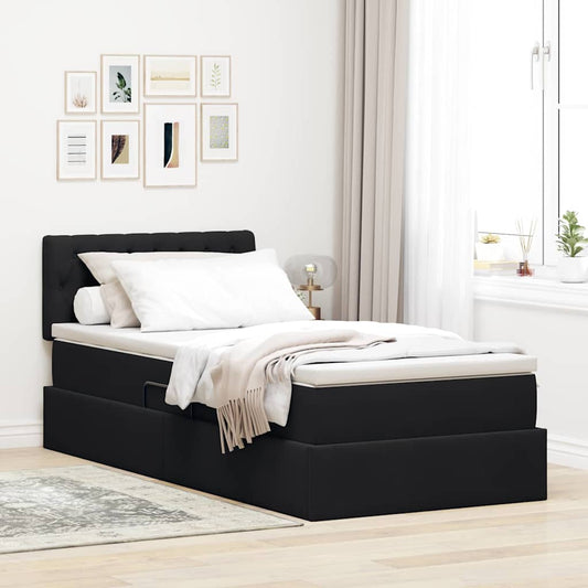 Letto con contenitore LED e materasso Nero 100 x 200 cm Velluto | homemem39
