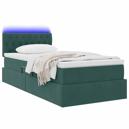 Letto con contenitore LED e materasso Verde Scuro 100 x 200 cm | homemem39