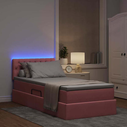 Letto con contenitore LED e materasso Rosa 100 x 200 cm Velluto | homemem39