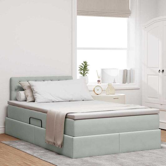 Letto con contenitore LED e materasso Grigio Chiaro | homemem39