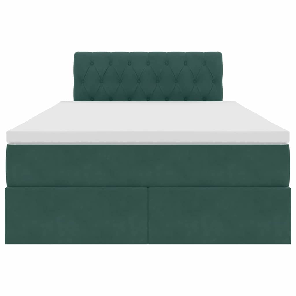 Letto con luci a strisce a LED Verde Scuro 120 x 200 cm Velluto