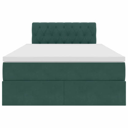 Letto con luci a strisce a LED Verde Scuro 120 x 200 cm Velluto