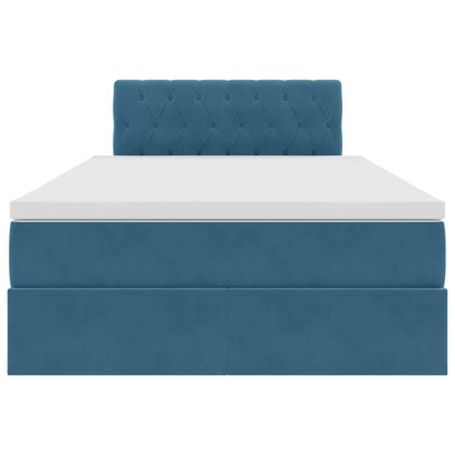 Letto con luci a strisce a LED Blu Scuro 120 x 200 cm Velluto