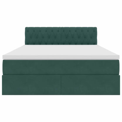 Letto con luci a strisce a LED Verde Scuro 140 x 190 cm Velluto