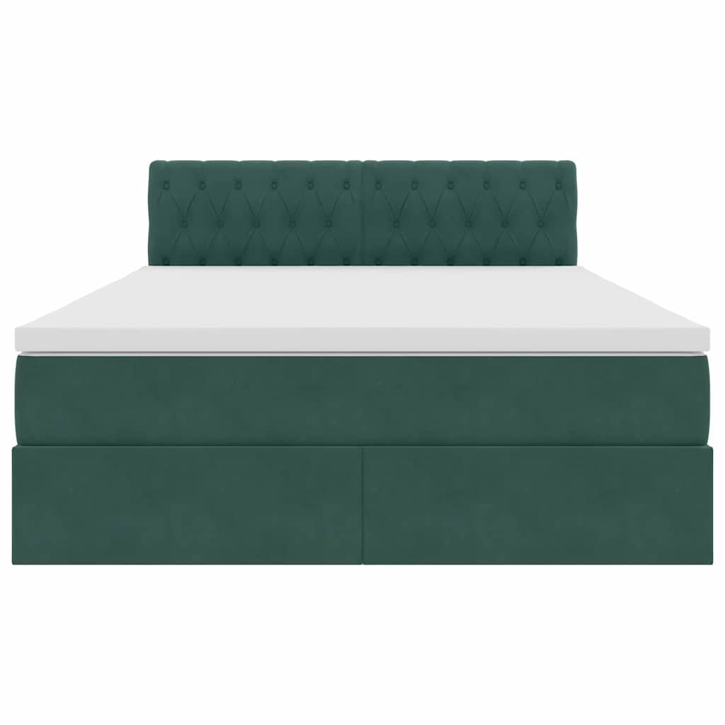 Letto con luci a strisce a LED Verde Scuro 140 x 200 cm Velluto