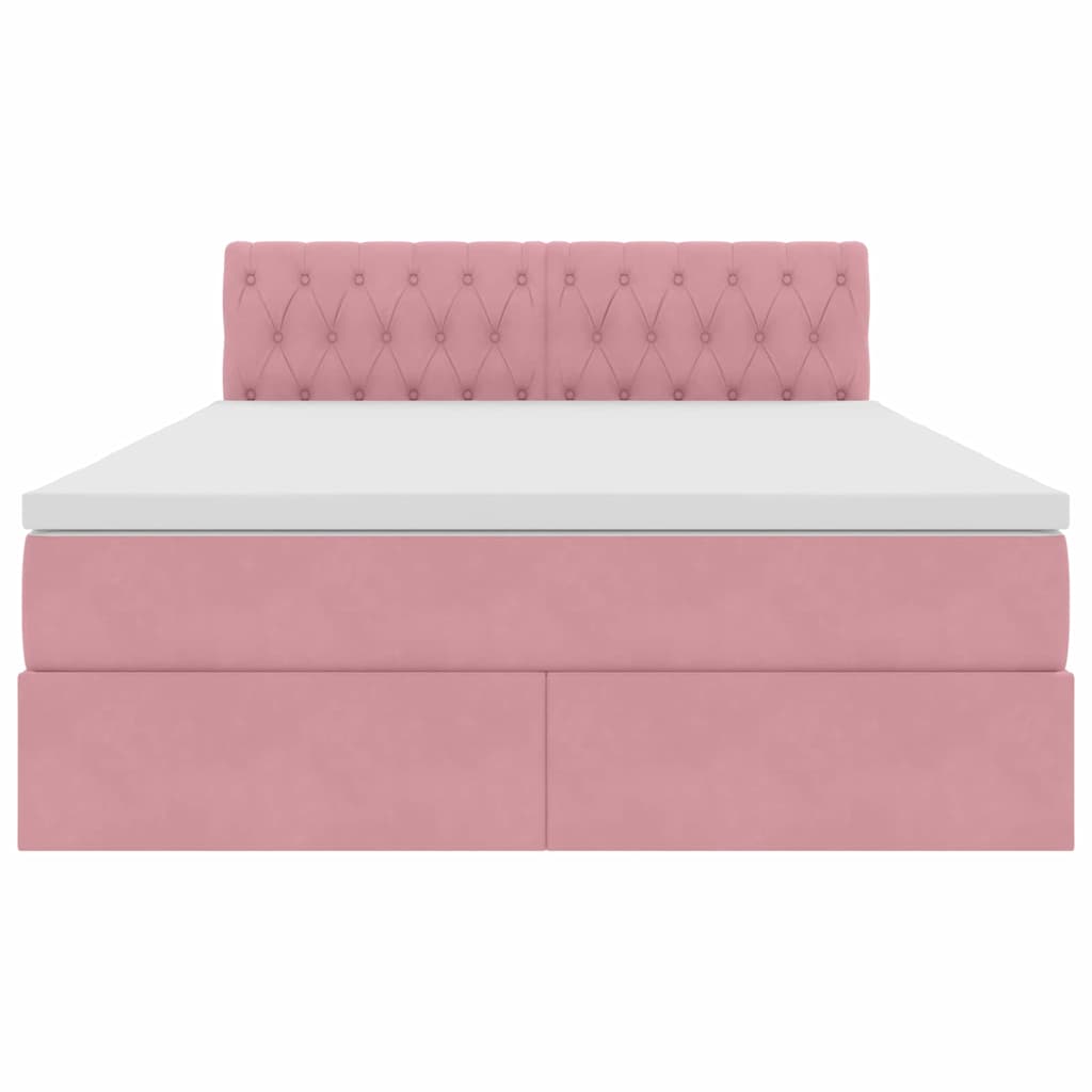 Letto con luci a strisce a LED Rosa 140 x 200 cm Velluto