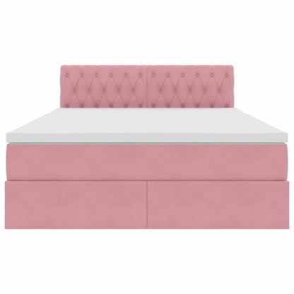 Letto con luci a strisce a LED Rosa 140 x 200 cm Velluto