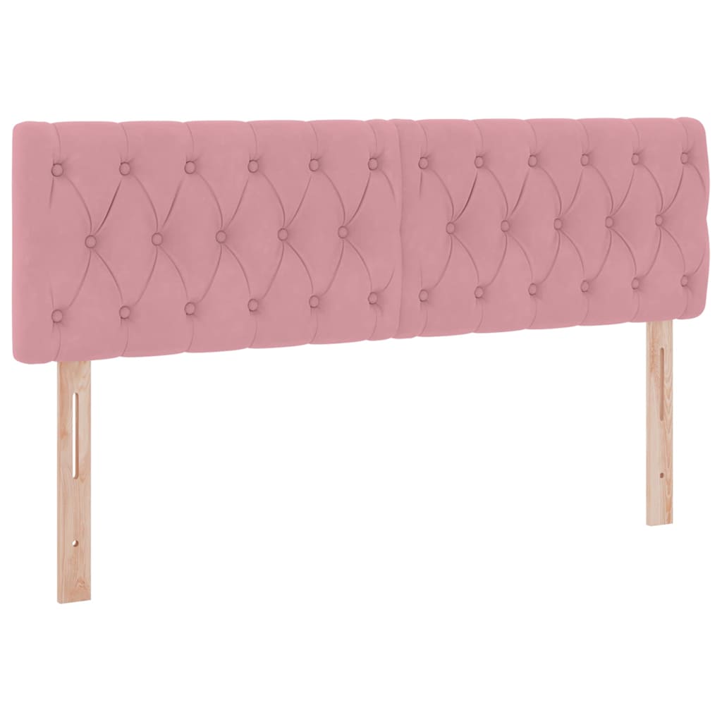 Letto con luci a strisce a LED Rosa 140 x 200 cm Velluto