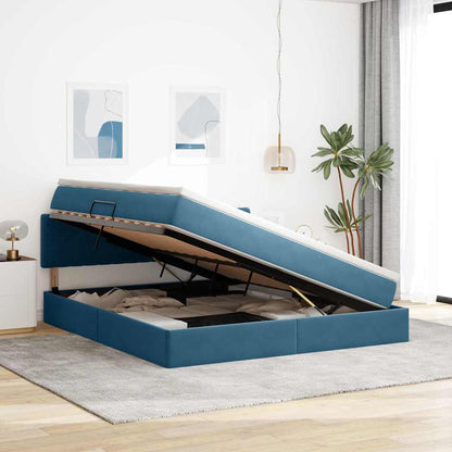 Letto con contenitore LED e materasso Blu Scuro 160 x 200 cm | homemem39