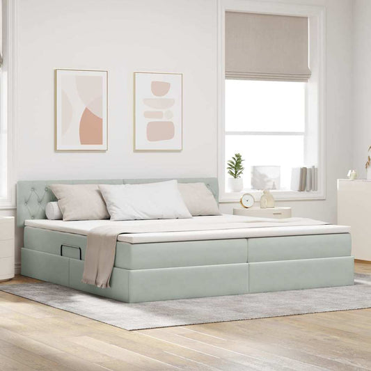 Letto con contenitore LED e materasso Grigio Chiaro | homemem39
