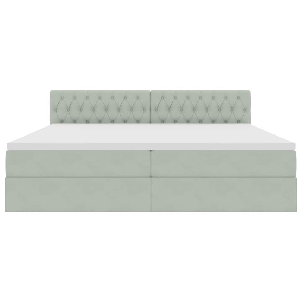 Letto con contenitore e LED Grigio chiaro 200 x 200 cm Velluto