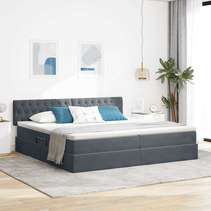 Letto con testiera Grigio scuro 200 x 200 cm Velluto