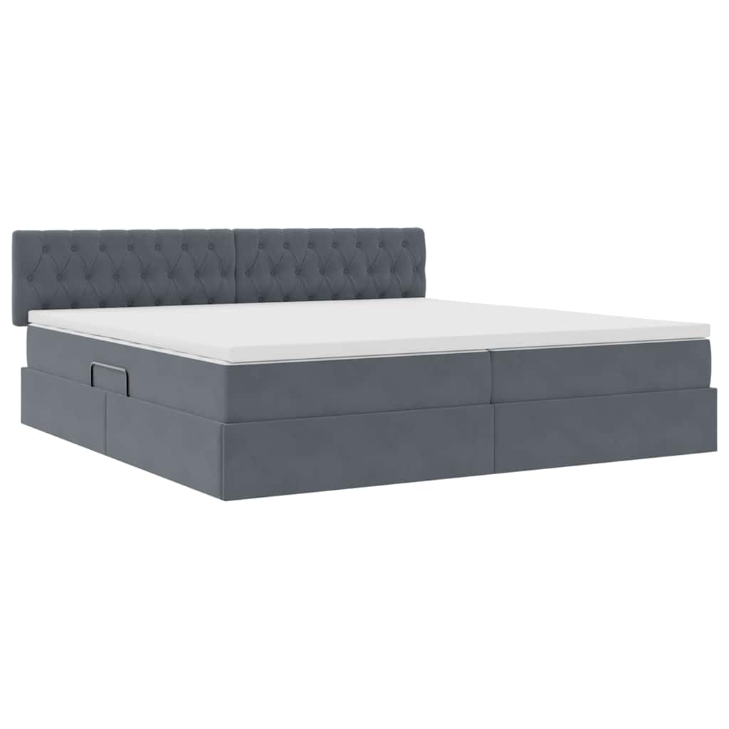 Letto con testiera Grigio scuro 200 x 200 cm Velluto