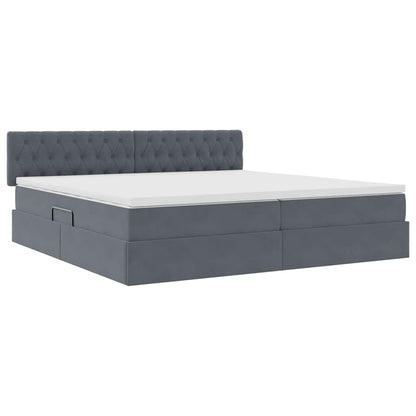 Letto con testiera Grigio scuro 200 x 200 cm Velluto